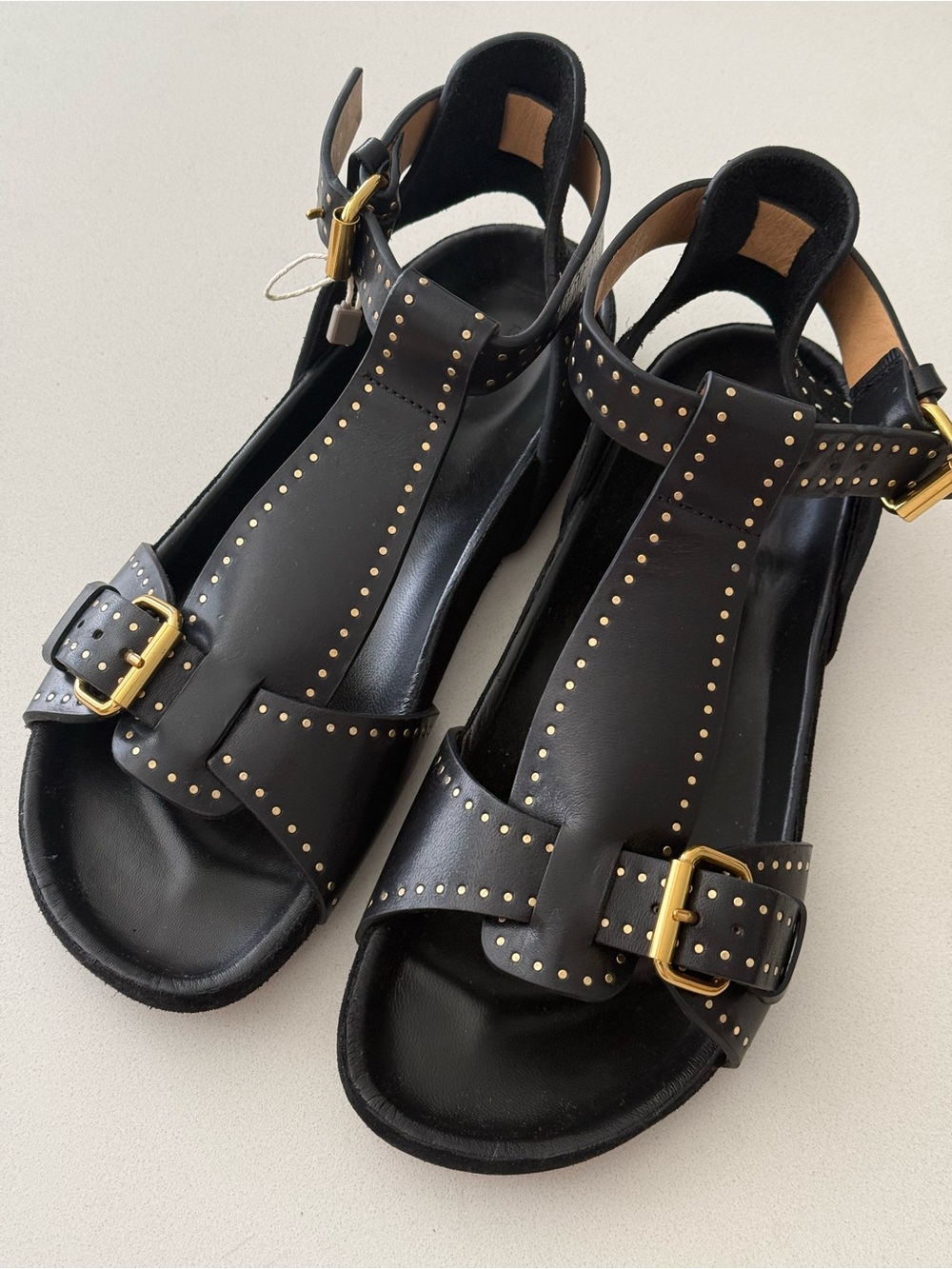 Isabel Marant Layne Leather Studded Buckle Sandals